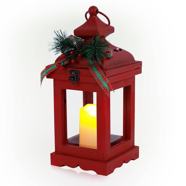 Alpine Warm White LED Candle Metal and Glass Lantern