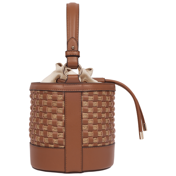 Tommy Bahama Raffia & Woven Drawstring Convertible Bucket Bag