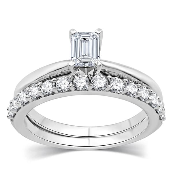 Nova Star(R) 1ctw. Lab Grown Diamond Emerald Bridal Set - image 