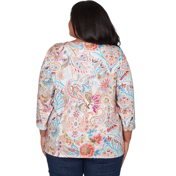 Plus Size Alfred Dunner Classics 3/4 Sleeve Paisley Floral Blouse