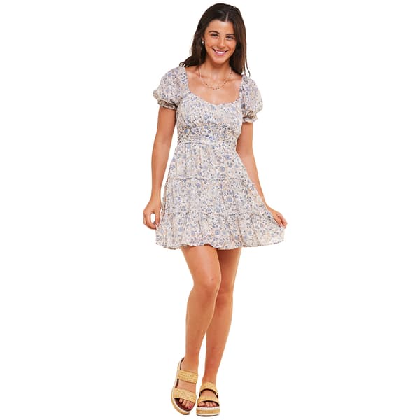 Juniors Trixxi Rain Linen Cross Waist Mini A-Line Dress