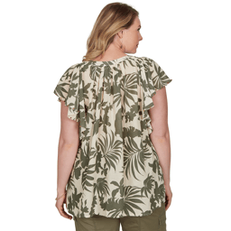 Plus Size Ruby Rd. Sedona Escape Flutter Sleeve Tropical Blouse