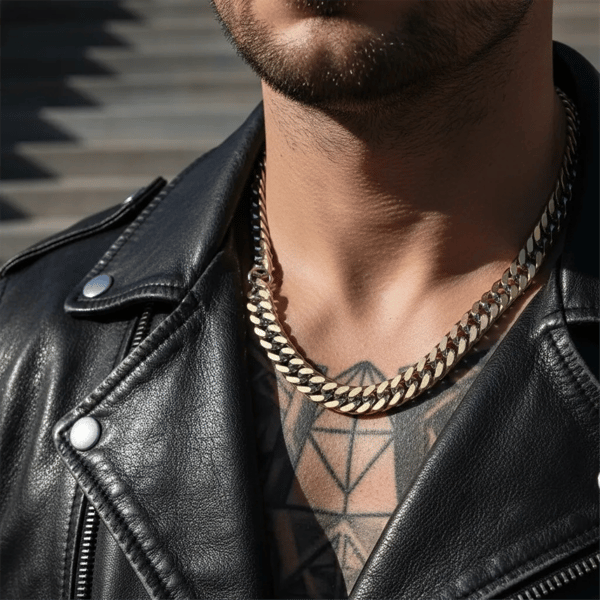 Mens Iron Saints 8.5mm Cuban Link Silver & Gold Necklace
