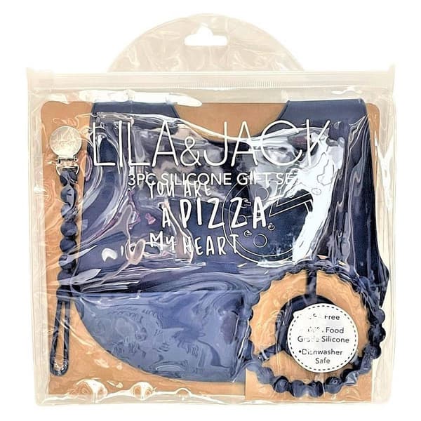 Baby Boy Lila & Jack 3pc. Pizza My Heart Feeding Accessories Set