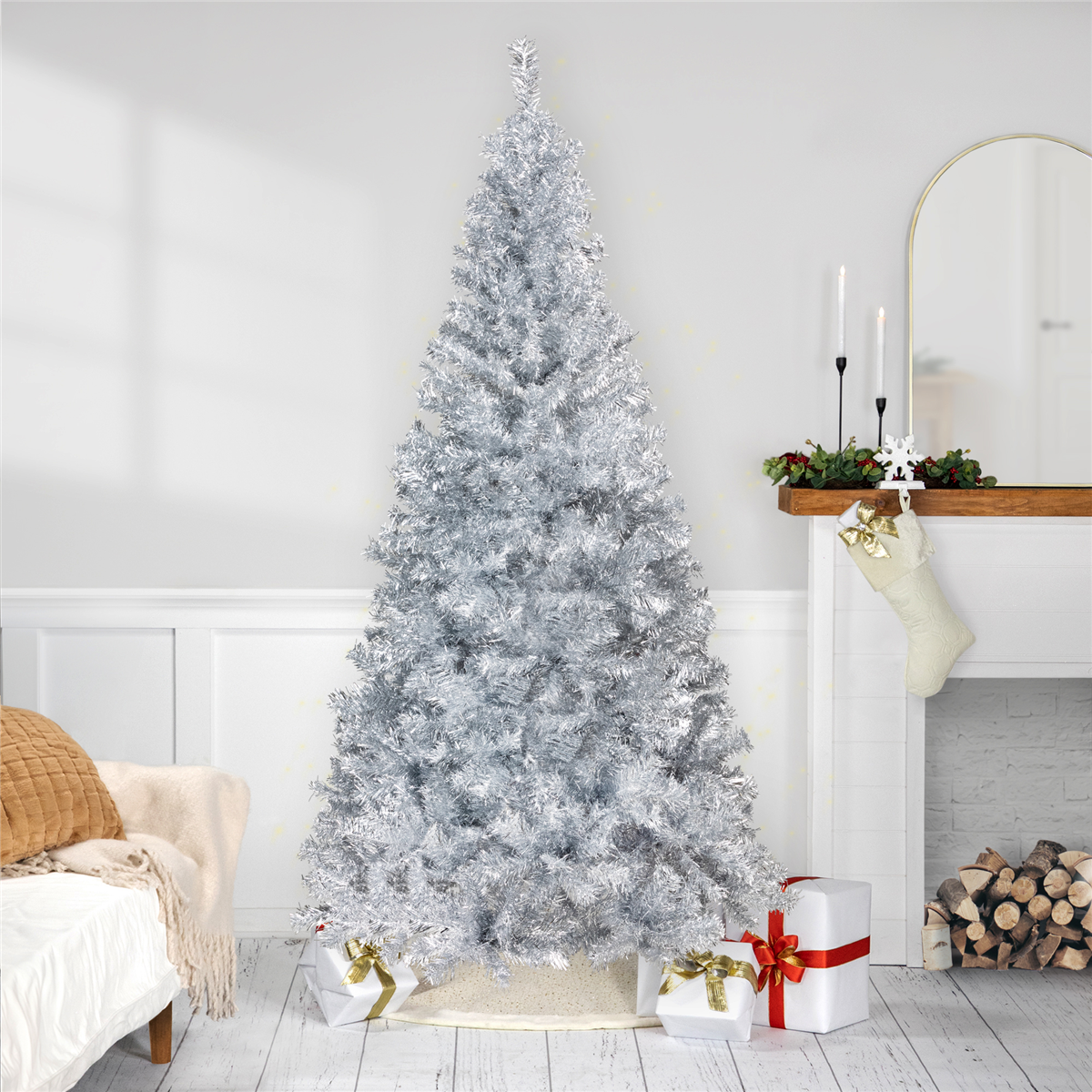 Northlight 9ft. Silver Tinsel Christmas Tree
