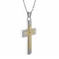 Mens Lynx Stainless 1/8ctw. Diamond & Gold-Tone IP Cross Pendant - image 2