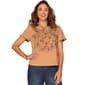 Petite Democracy S-S Crew Nk Embrdrd Top W/Ruff Hem - image 1