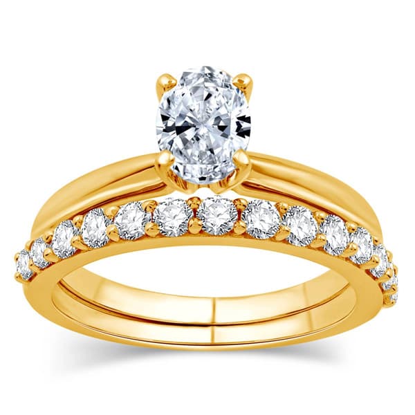 Nova Star(R) Yellow Gold 1ctw. Lab Grown Diamond Oval Bridal Set