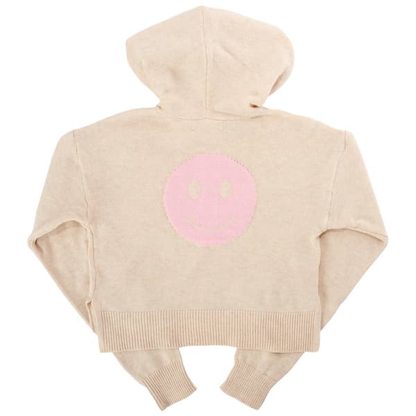 Girls &#40;7-16&#41; No Comment Hooded Smiley Face Graphic Knit Sweater