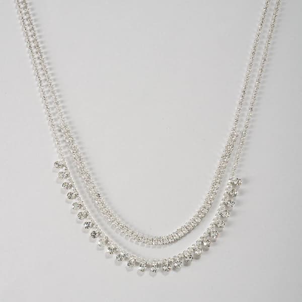 Rosa Rhinestones Layered Rows Rhinestone Necklace - image 