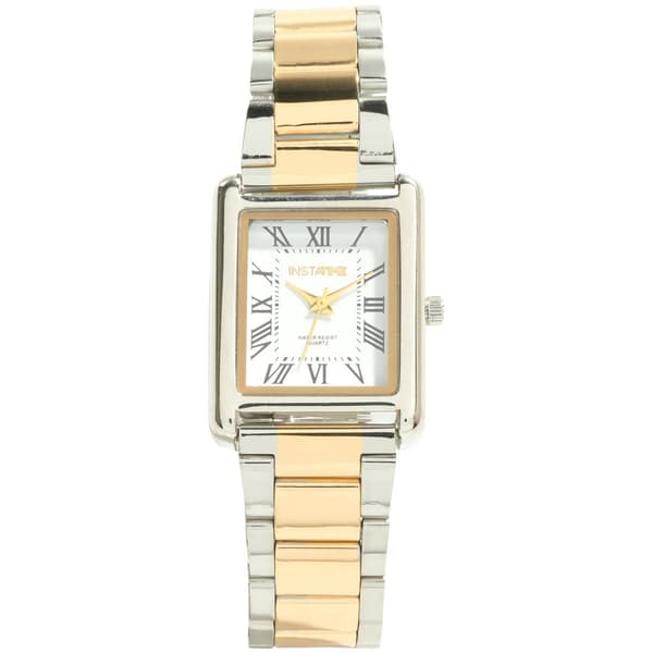 Womens Instatime Two-Tone Tank Classic Metal Band Watch - PT10196 - image 