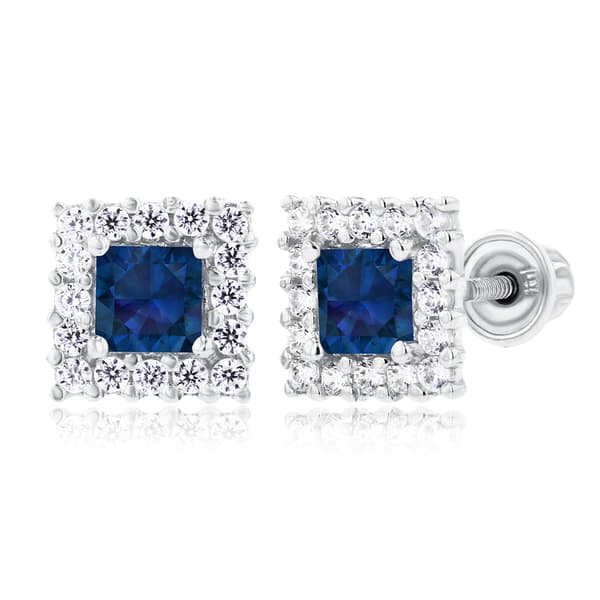Gemstone Classics&#40;tm&#41; White Gold 3mm Blue Sapphire Earrings - image 