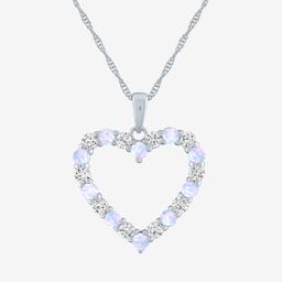Gemstone Classics(tm) Lab Created Opal & Sapphire Heart Pendant