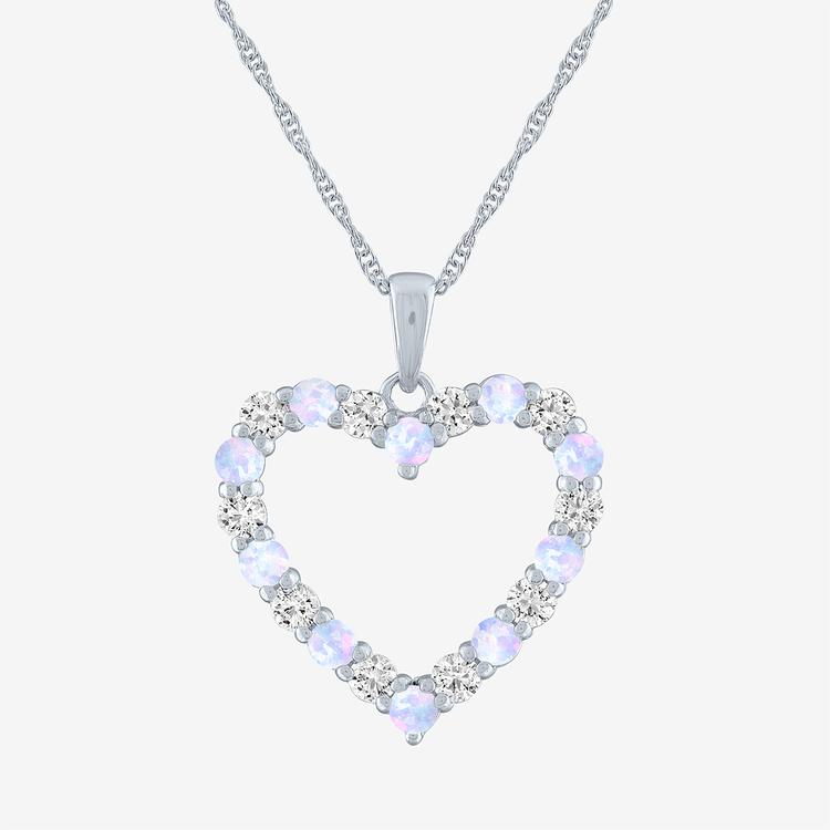 Gemstone Classics(tm) Lab Created Opal & Sapphire Heart Pendant