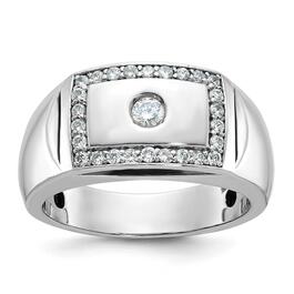 Mens Diamond Classics&#40;tm&#41; 10kt White Gold Square Rimmed Diamond Ring