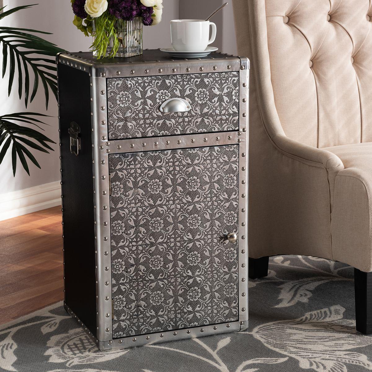 Baxton Studio Cosette Collection Floral Accent Cabinet