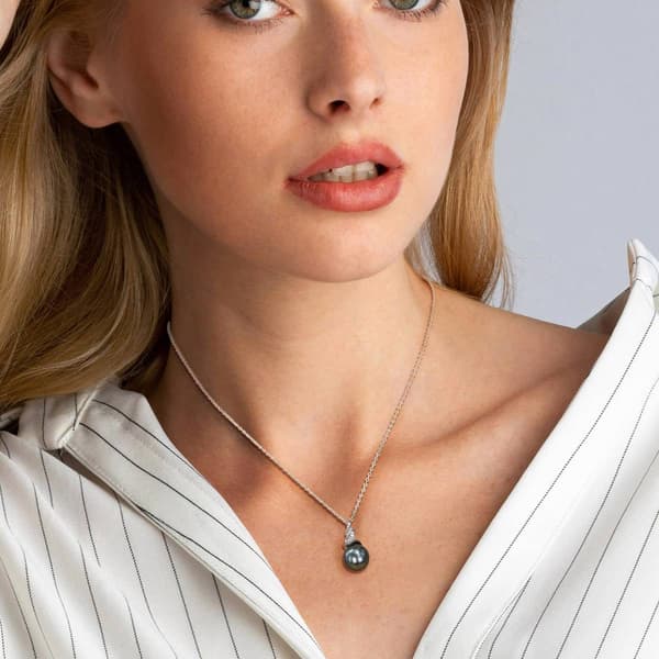 Gemstone Classics™ Black Tahitian Pearl Twist Drop Pendant