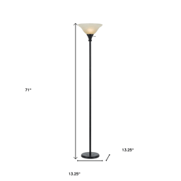 HomeRoots 71in. Bronze Torchiere Floor Lamp With Glass Shade