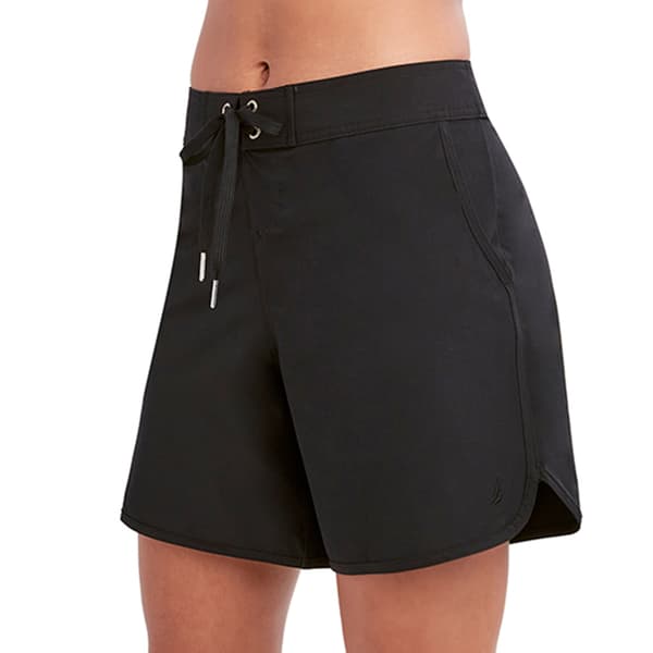 Womens Nautica 9in. Board Shorts Swim Bottoms - Black