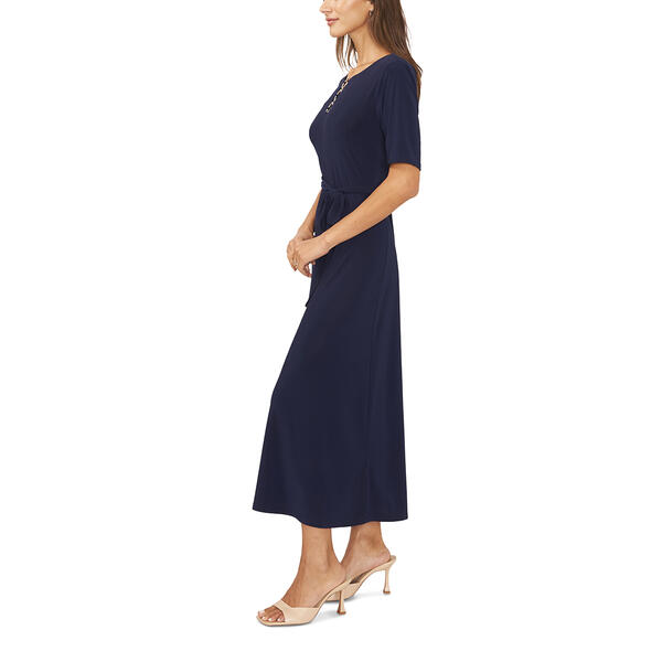 Womens MSK Short Sleeve Three Ring Solid Maxi Dress