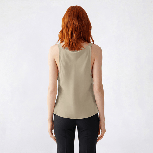 Juniors Love Tree Satin Drape Neck Jewel Strap Tank Top