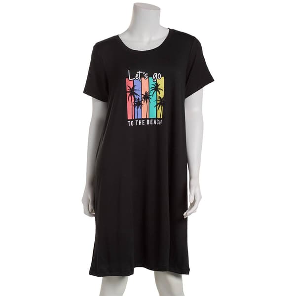 Plus Size Rene Rofe Short Sleeve Let''s Go To The Beach Nightshirt