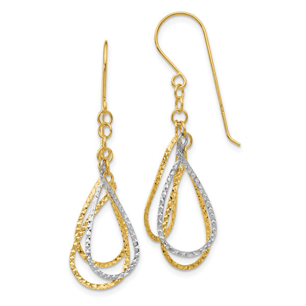 Gold Classics&#40;tm&#41; 14kt. Two-Tone Diamond Tear Drop Earrings - image 