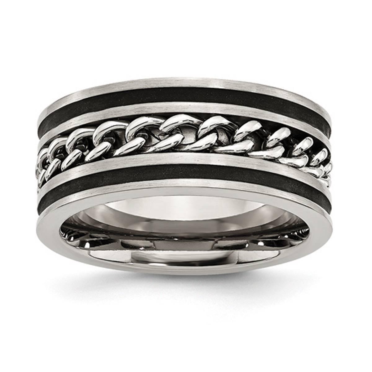 Mens Gentlemen’s Classics™ 10mm Black Plated & Striped Band