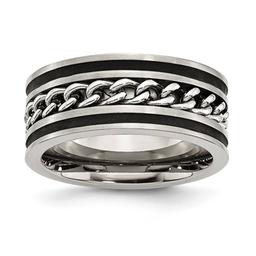 Mens Gentlemen's Classics(tm) 10mm Black Plated & Striped Band