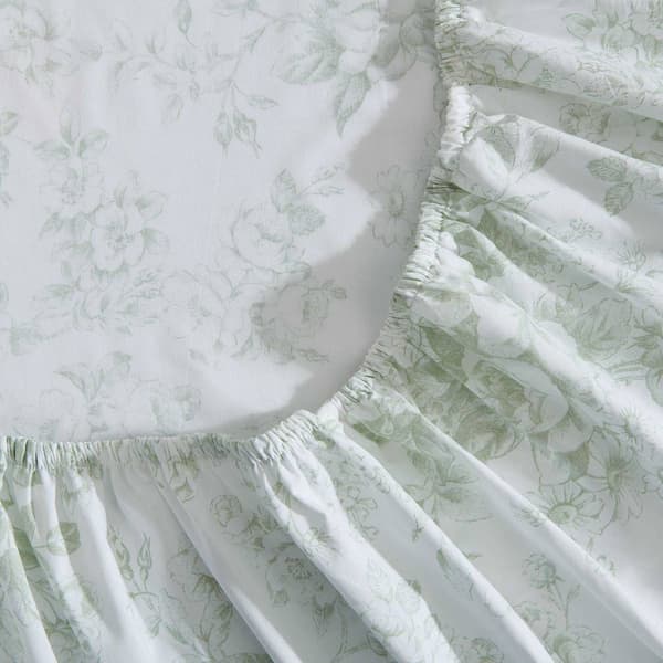 Laura Ashley Toile Delight 100% Cotton Floral Sheet Set