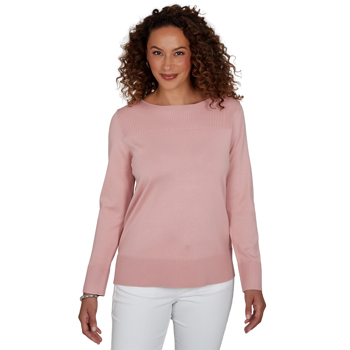 Womens Emaline Special Items Solid Long Sleeve Boat Neck Sweater