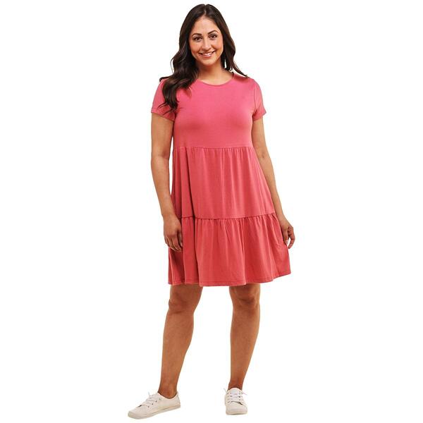 Petite Architect&#40;R&#41; Short Sleeve Solid Tiered Shift Dress - image 