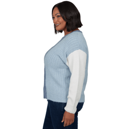 Plus Size Skye’s the Limit Icy Blue Sparkle Color Block Sweater