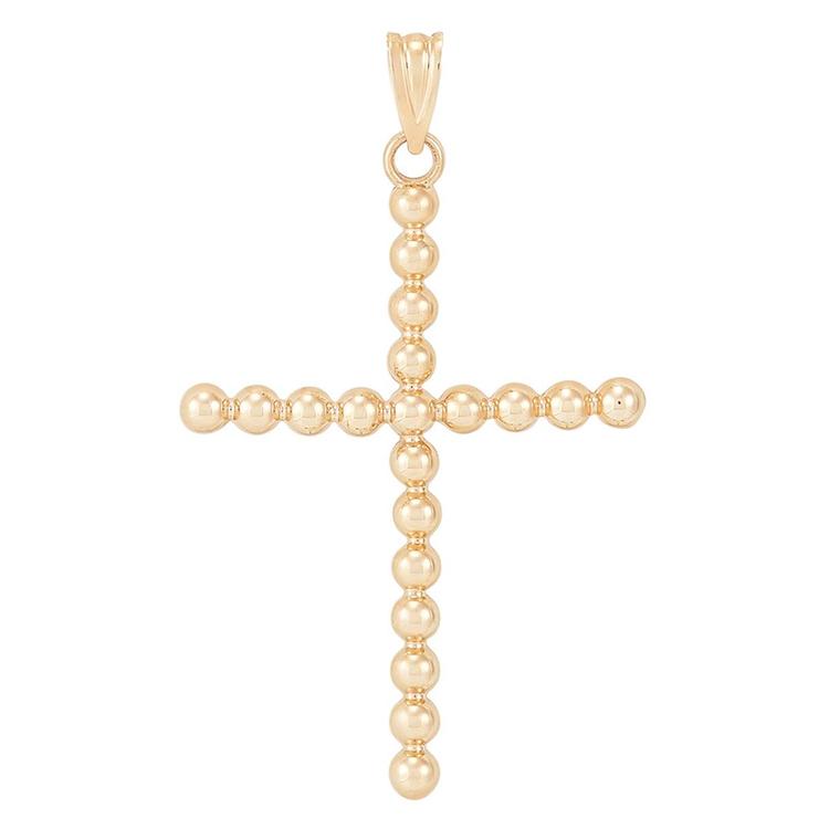 Gold Classics(tm) 10kt. Yellow Gold Polished Beaded Cross Pendant