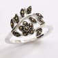 Marsala Fine Silver Plated Marcasite Leaf & Flower Ring - image 1
