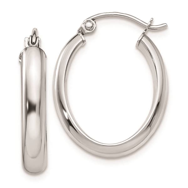 Gold Classics(tm) 14kt. White Gold 10x3.75mm Hoop Earrings - image 