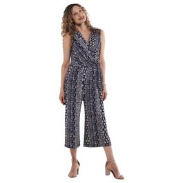 Womens Connected Apparel Sleeveless Print Side Tie Jumpsuit