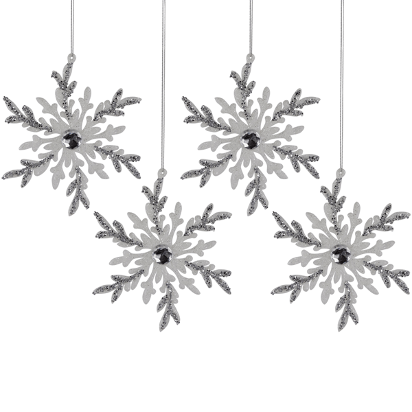 Northlight 4ct. Glitter Snowflakes Christmas Ornaments - image 