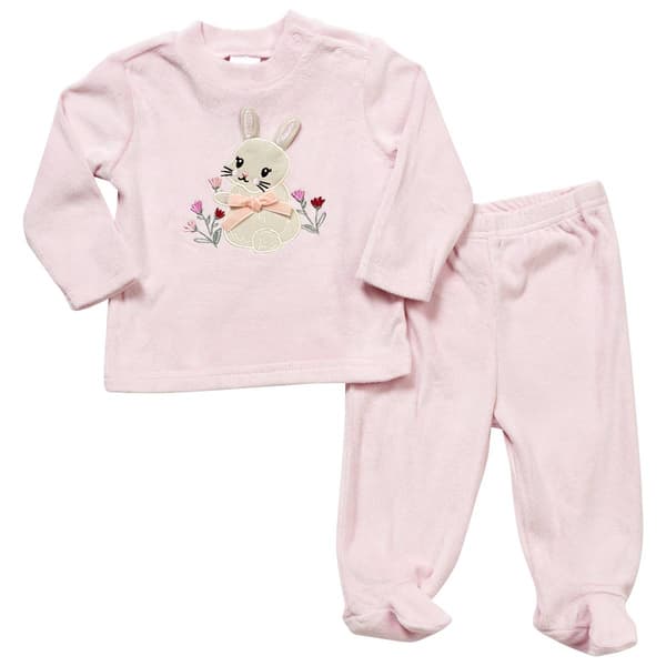 Baby Girl &#40;3-9M&#41; Little Beginnings Bunny & Flower Foot Pants Set - image 