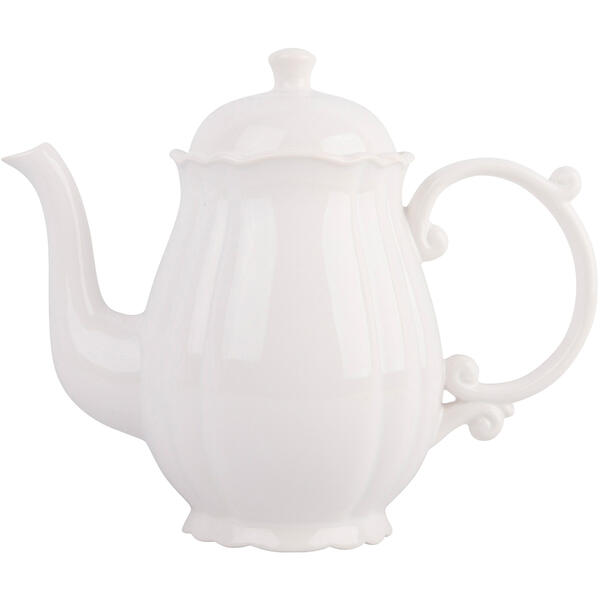 Home Essentials 43oz. White Belly Shape Teapot - image 
