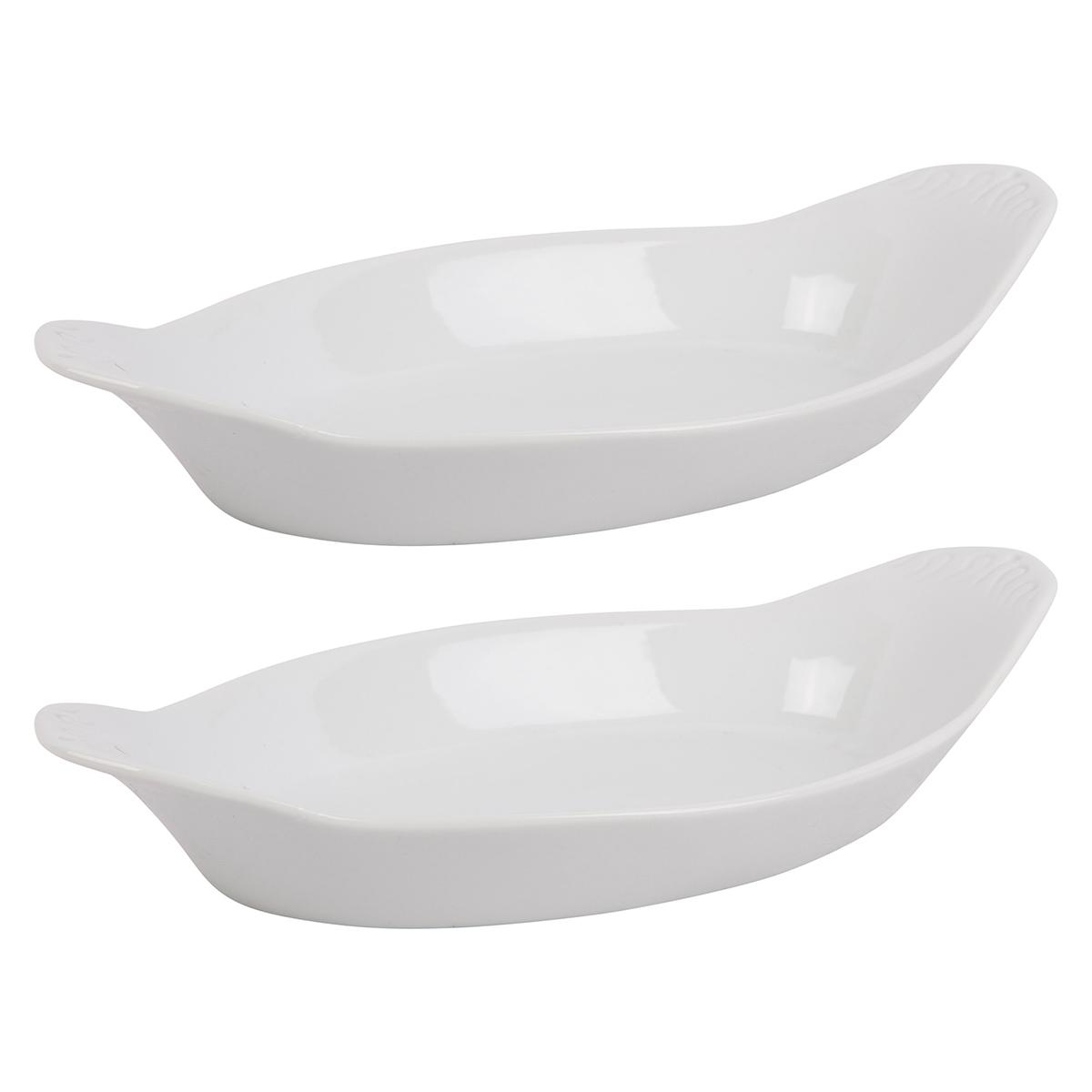 Home Essentials 10oz. Porcelain Oval Bakers - Set of 2