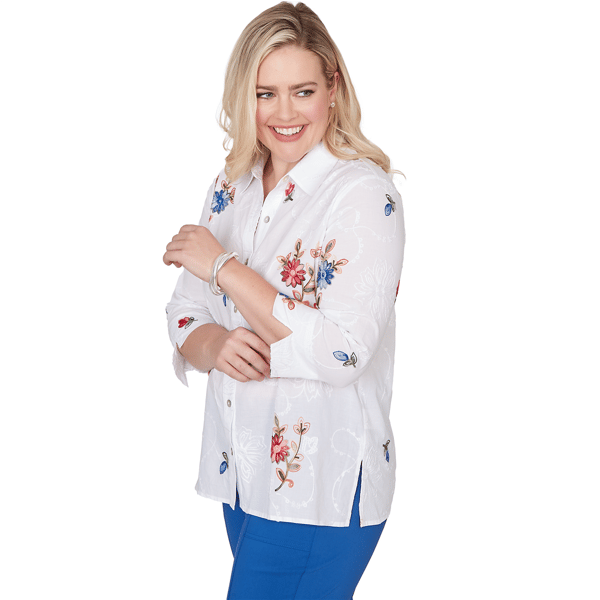 Womens Alfred Dunner The Royal Treatment Floral Button Blouse
