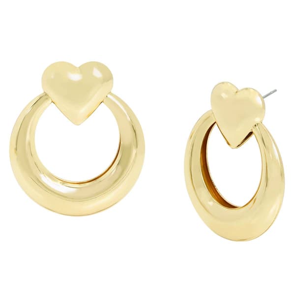 Steve Madden Yellow Gold-Tone Heart Doorknocker Earrings