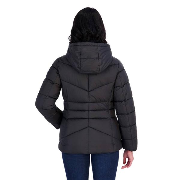 Petite Calvin Klein Puffer Coat with Faux Fur Lined Hood