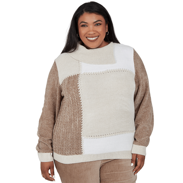 Plus Size Alfred Dunner Sunset Ridge Color Block Chenille Sweater - image 