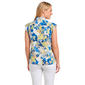 Womens Calvin Klein Cap Sleeve Ruffle Front Floral Blouse - image 2