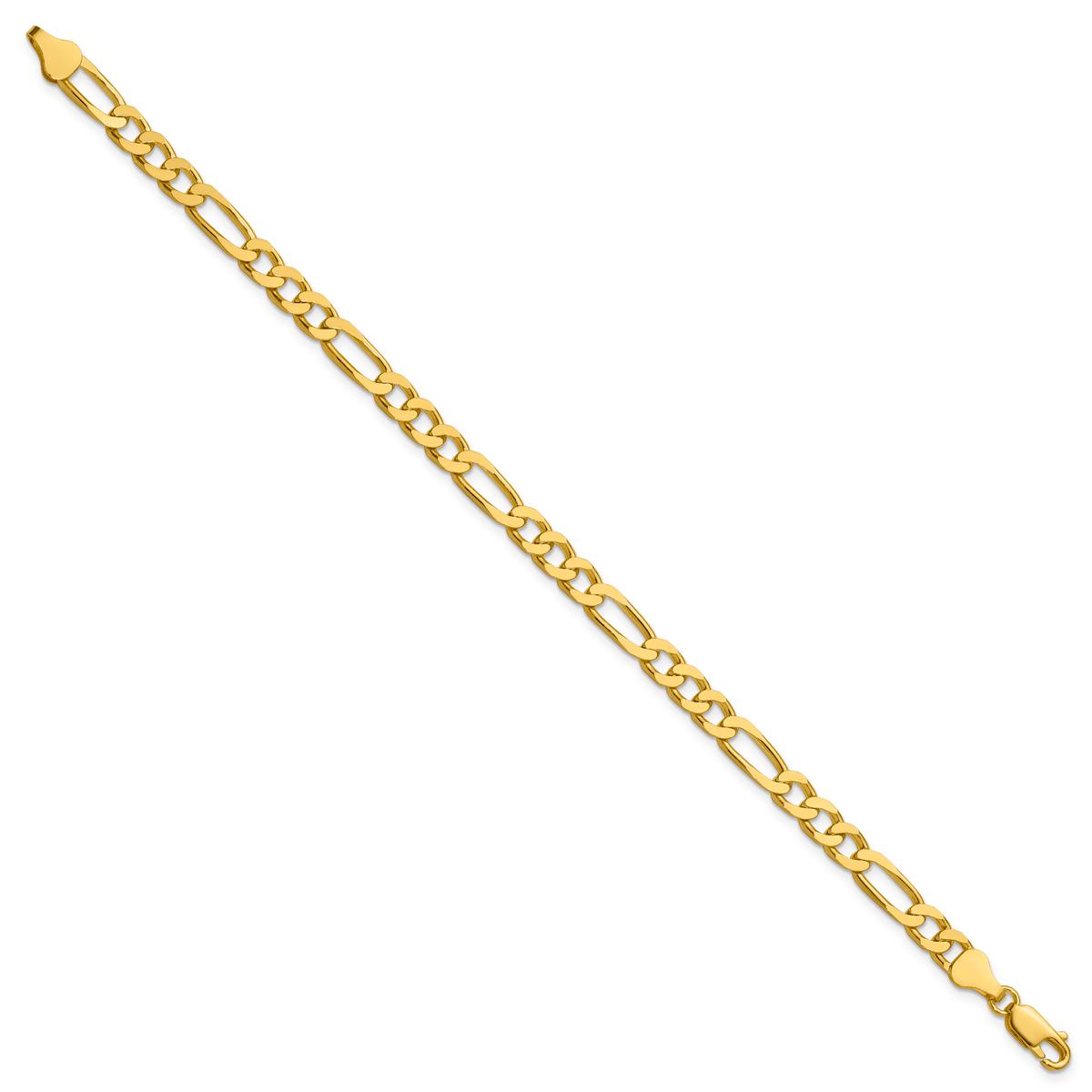 Gold Plated over Sterling Silver Square Figaro Chain Bracelet