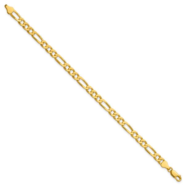 Gold Plated over Sterling Silver Square Figaro Chain Bracelet
