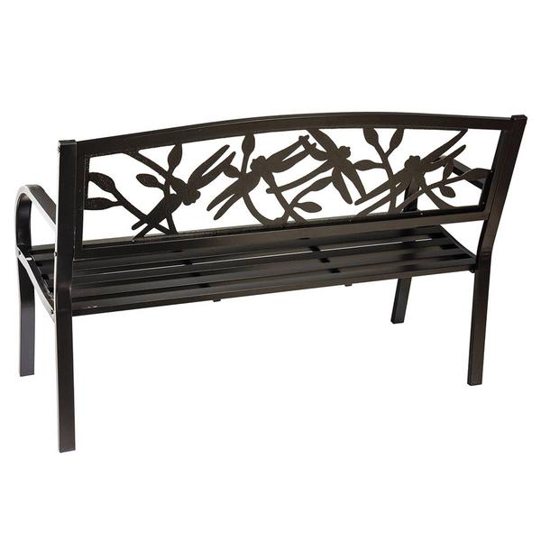 Evergreen Dragonfly Metal Garden Bench