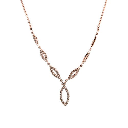 Rosa Rhinestones Weave Rose Gold Y-Necklace